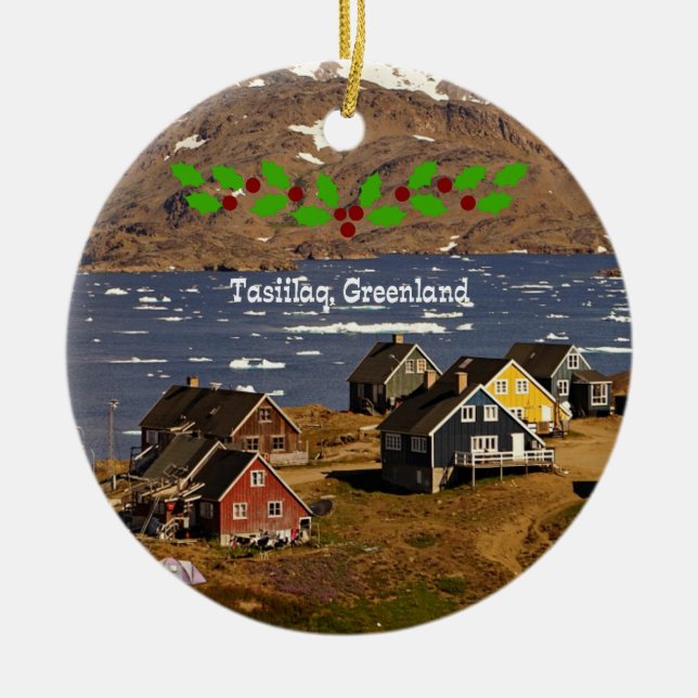 Tasiilaq, Grönlandsfoto med julklapp Julgransprydnad Keramik (Framsidan)
