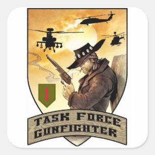 Task Force Gunfighter Patch Fyrkantigt Klistermärke