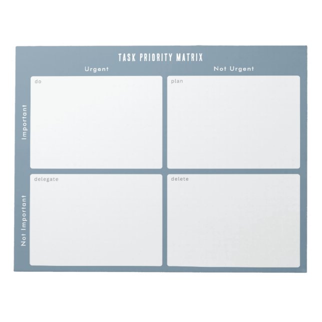 Task Priority and planner Matrix (blue) Anteckningsblock (Framsida)