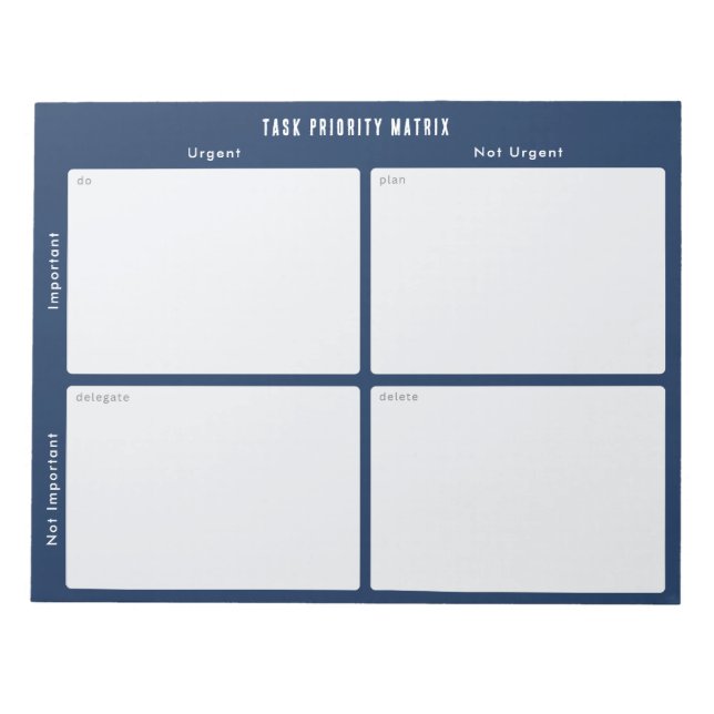 Task Priority and planner Matrix (dark blue) Anteckningsblock (Framsida)