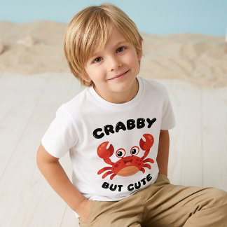 Taskig men söt krabbkartong T-shirt för pojkar