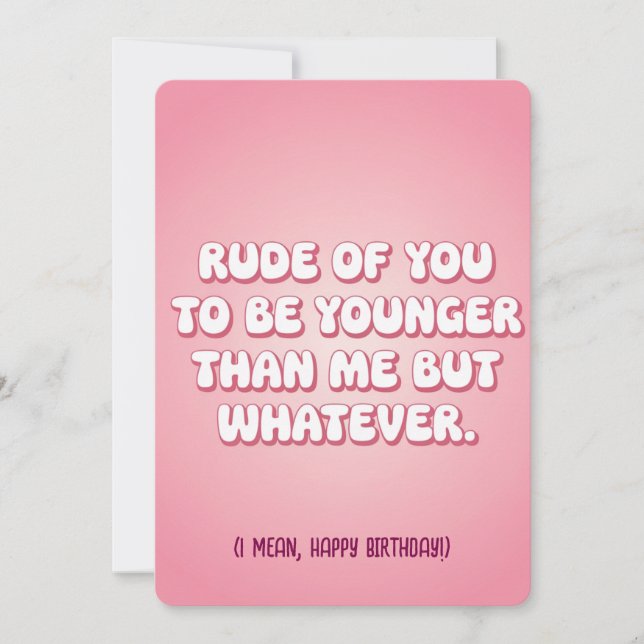 Taskigt av dig att vara yngre än mig men vad spela inbjudningar (Framsida)