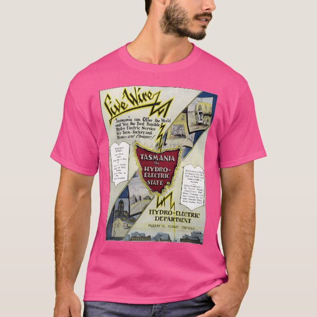 Tasmania 1929. Vattenkraft från bergen Bas T Shirt (Framsida)
