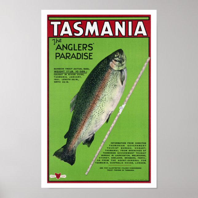 Tasmania ~ Anglers paradise Poster (Framsidan)