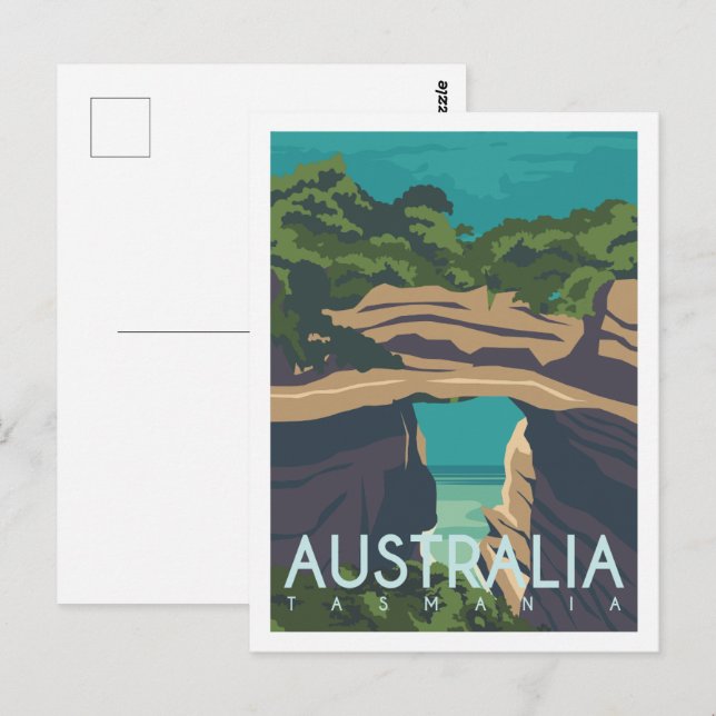 Tasmania Aussie Berömd Travel Ställe Illustration Vykort (Fram/baksida)