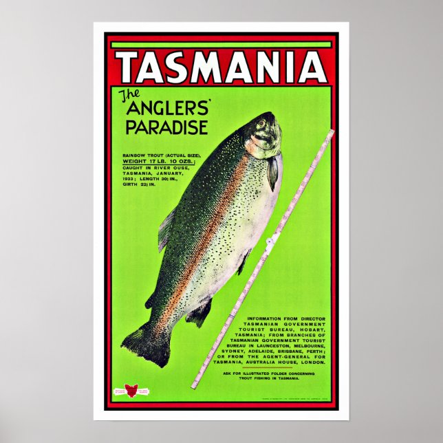 Tasmania Australia Anglers Paradise Fishing Poster (Framsidan)