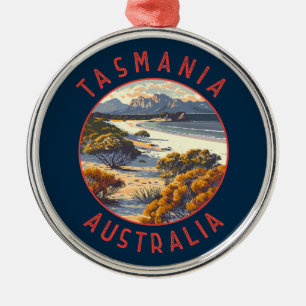 Tasmania Australia Retro Distress Circle Julgransprydnad Metall
