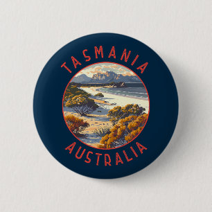 Tasmania Australia Retro Distress Circle Knapp