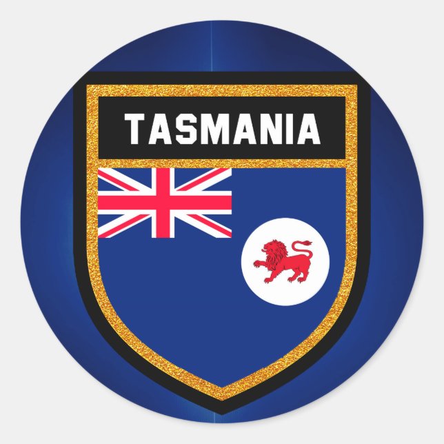 Tasmania Flagga Runt Klistermärke (Framsida)