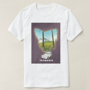 Tasmania illustrerade reseaffischen i karta. t shirt