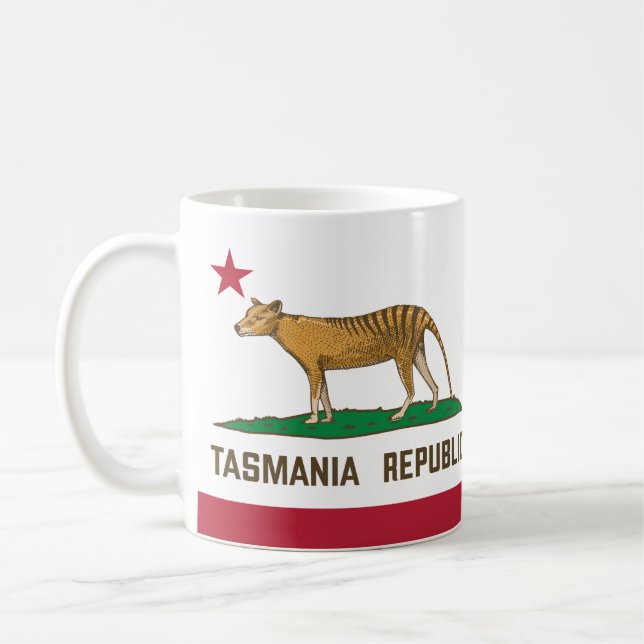 Tasmania Republic Thylacine Flagga Tasmanian tiger Kaffemugg (Vänster)