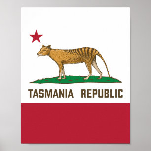 Tasmania Republic Thylacine Flagga Tasmanian tiger Poster