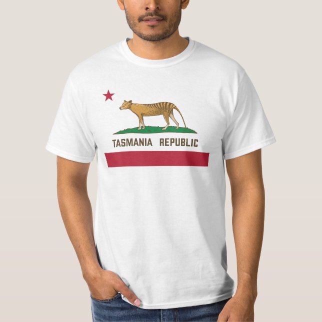 Tasmania Republic Thylacine Flagga Tasmanian tiger T Shirt (Framsida)