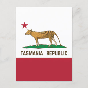 Tasmania Republic Thylacine Flagga Tasmanian tiger Vykort