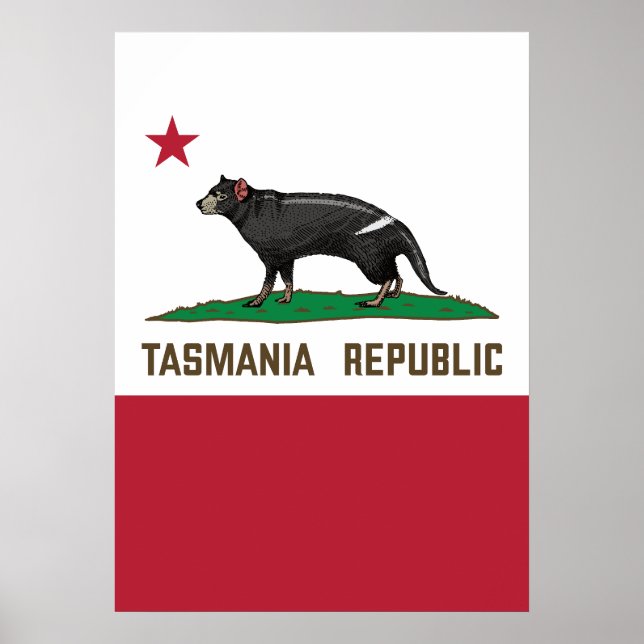 Tasmania Republiken Tasmanian djävulen Flagga Poster (Framsidan)
