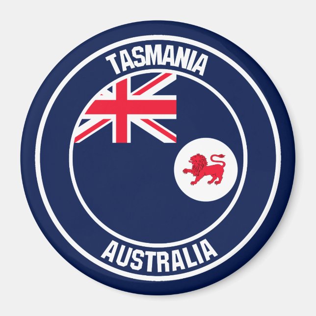 Tasmania Round Emblem Magnet (Framsidan)