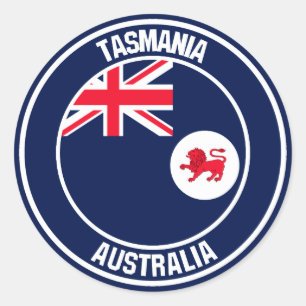 Tasmania Round Emblem Runt Klistermärke