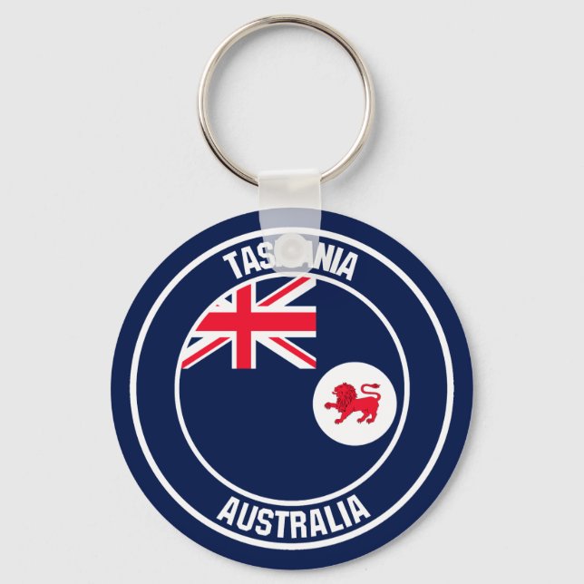 Tasmania runt emblem nyckelring (Framsida)