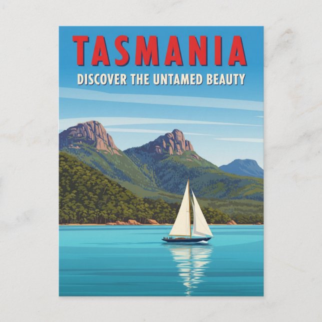 Tasmania Sailboat Australia Travel Vykort (Framsida)