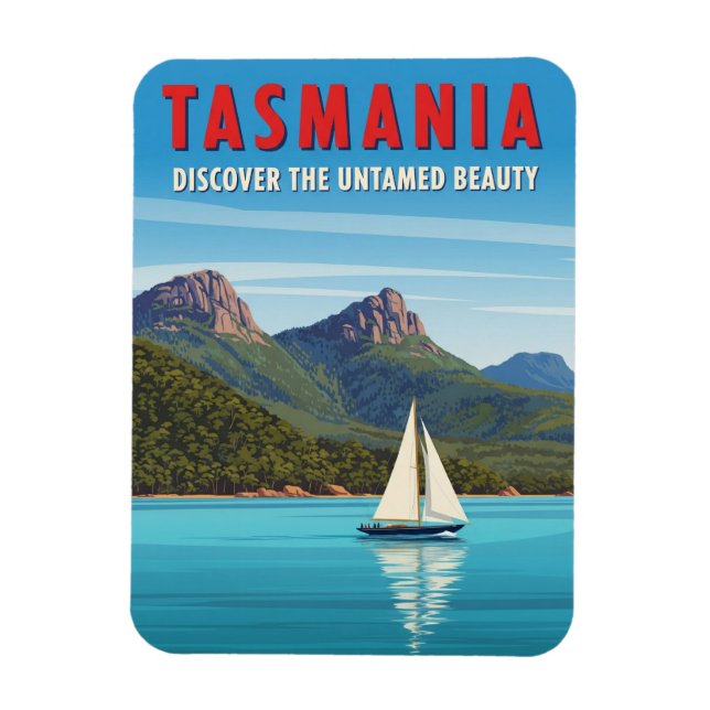 Tasmania Segelbåt Australien Resa Magnet (Vertikal)