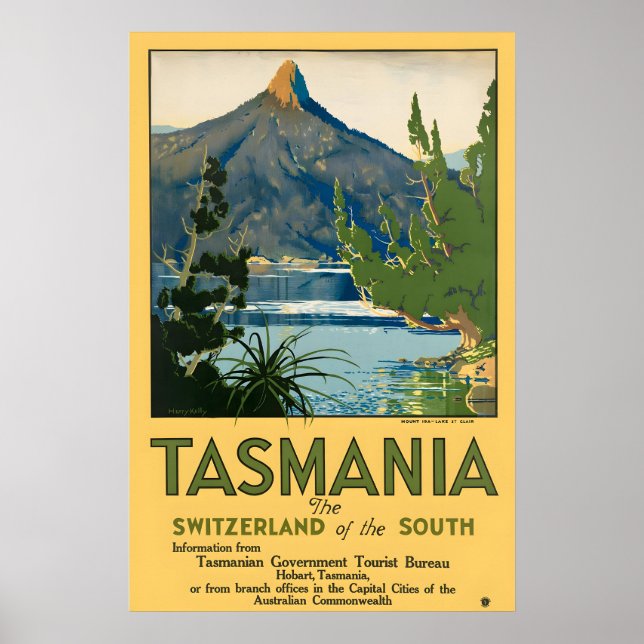 Tasmania Vintage Resemålningstryck Poster (Framsidan)
