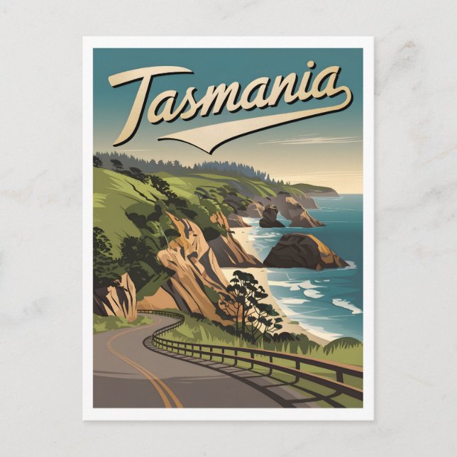 Tasmania Vintage Vykort (Framsida)