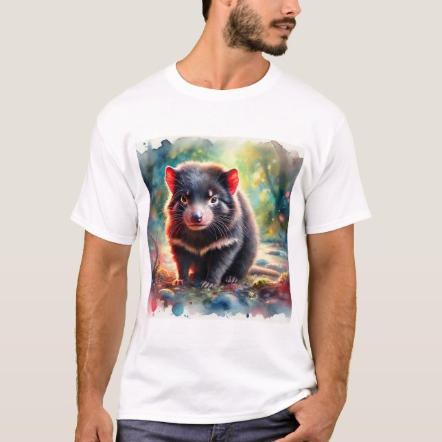 Tasmanian Devil 240824AREF116 - Watercolor T Shirt (Framsida)