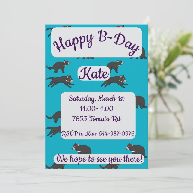 Tasmanian Djävulen Grattis på födelsedagen Inbjudningar (Stående Fram)