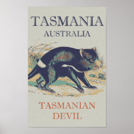 Tasmanian Djävulen, ikoniska djur Tasmania Austral Poster