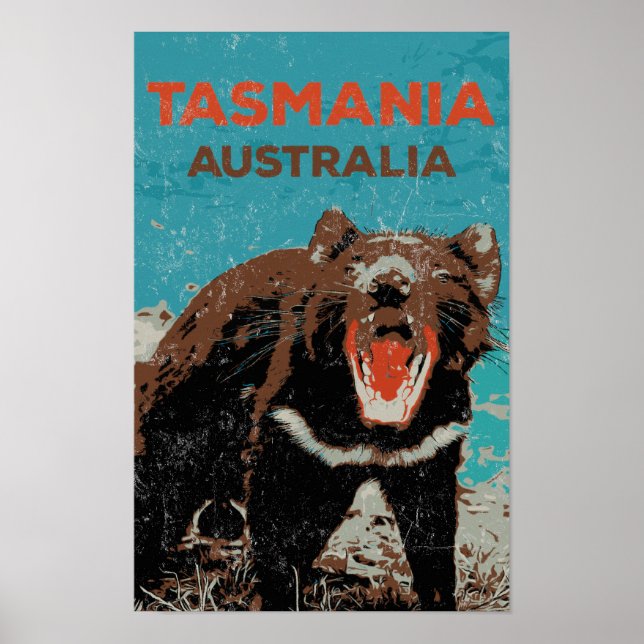 Tasmanian Djävulen, ön Tasmania, Australien Poster (Framsidan)