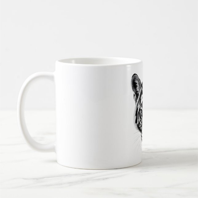 Tasmanian Tiger Head Black & White T-Shirt Kaffemugg (Vänster)