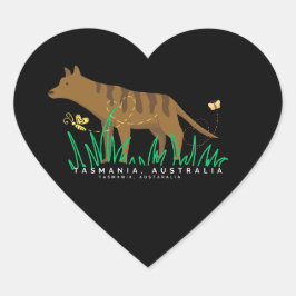 Tasmanian Tiger i ett hjärta Hjärtformat Klistermärke
