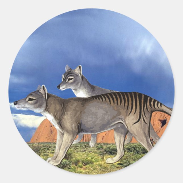 Tasmanian Tiger Sticker Runt Klistermärke (Framsida)