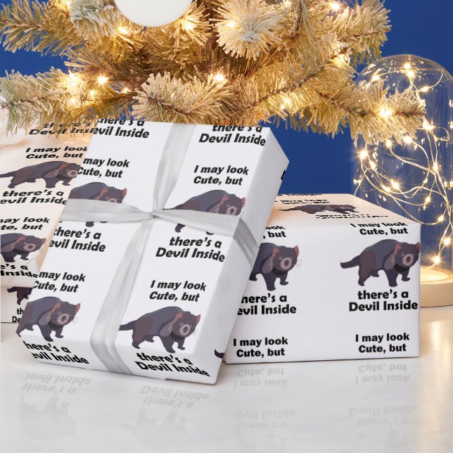 Tasmanisk Djävul Söt Djävul Inuti Rolig Pungdjur Presentpapper (Helgdagar)