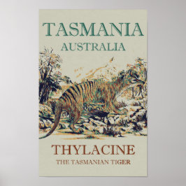 Tasmanisk tiger, tylacin, Tasmania Australien Poster