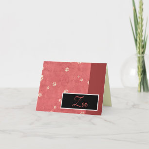 Tass avtryck-anteckningskort med Namn Kort