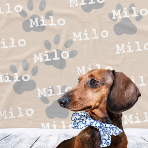 Tass avtryck Cream Personlig Hund Namn Fleecefilt