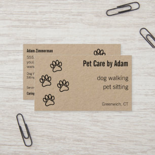 Tass avtryck Dog Walker Pet Sitter Kraft Papper Visitkort