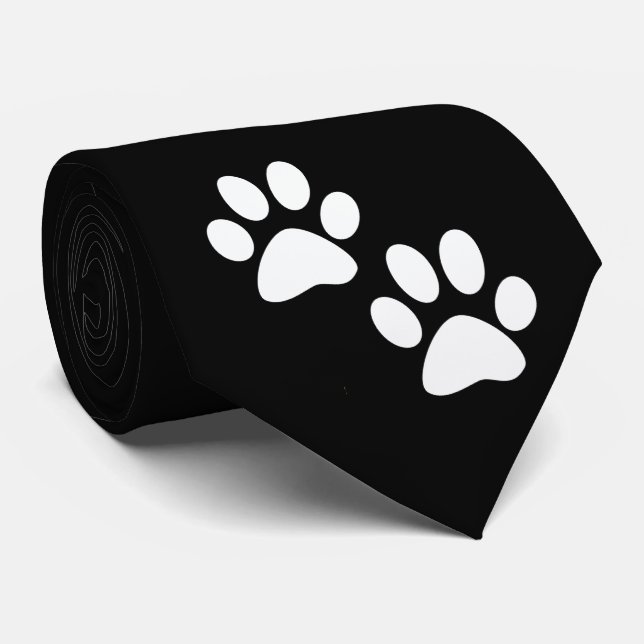 Tass avtryck för vitsportmaskot på svart slips (Rullad)