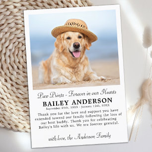 Tass avtryck Forever Pet Memorial Sympathy Photo Tack Kort