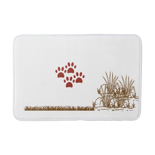 "Tass avtryck & Grass Corner Bathmat - Spelande Na Badrumsmatta (Framsidan)