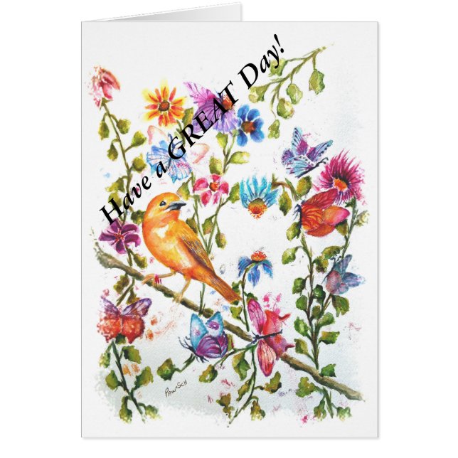 TASS AVTRYCK GULNAR FÅGELN HÄLSNINGSKORT (Framsidan)