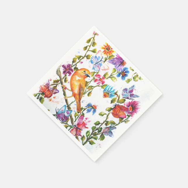 TASS AVTRYCK GULT BIRD PAPPER NAPKINS PAPPERSSERVETT (Hörn)