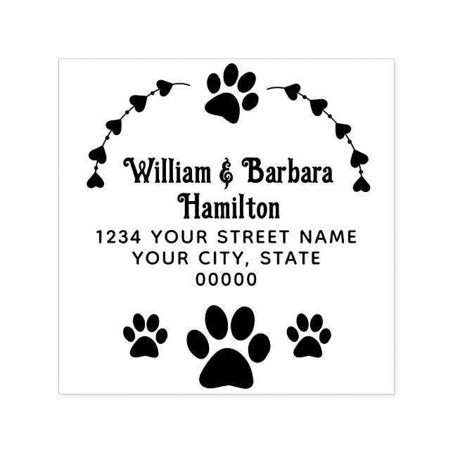 Tass avtryck Hearts Ram Namn Returadress Självfärgande Stämpel (Design)