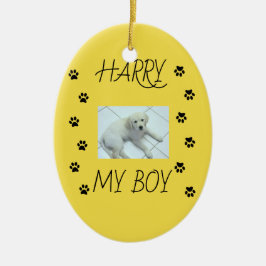 Tass avtryck med 1 Pets Foto och Namn Julgransprydnad Keramik