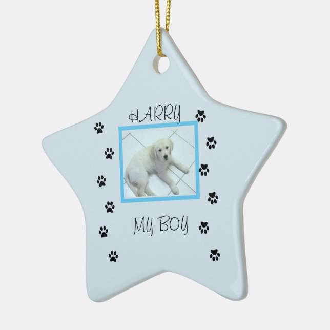 Tass avtryck med 1 Pets Foto och Namn Julgransprydnad Keramik (Vänster)