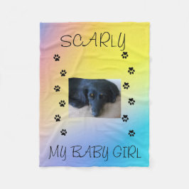 Tass avtryck med Pets foto och Namn Gult, Rosa Fleecefilt