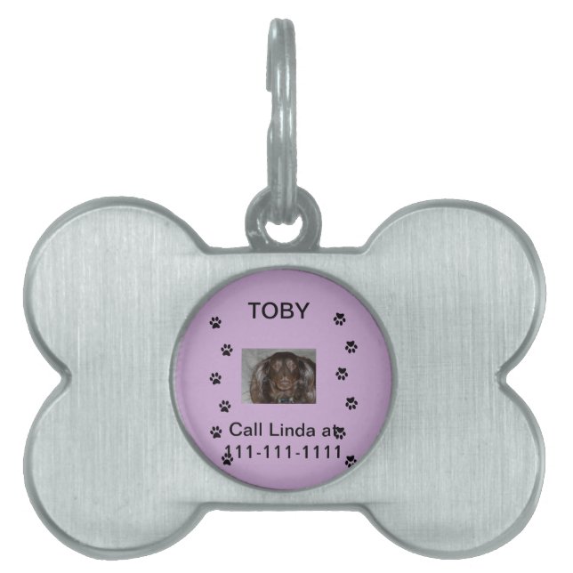Tass avtryck med Pets foto och Namn ID-bricka Husdjur (Framsidan)
