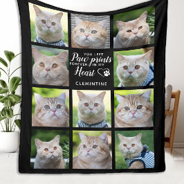 Tass avtryck på Anpassningsbarna Pet Memorial Cat Fleecefilt