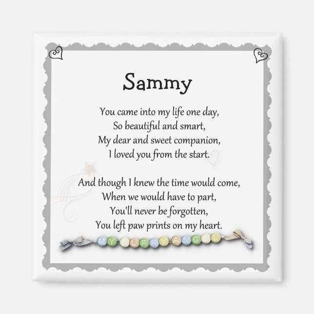 Tass avtryck på mitt hjärt- och husdjursförlustmag magnet (Framsidan)